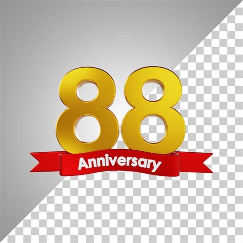 88 años feliz aniversario número 3d rendering Archivo PSD Premium