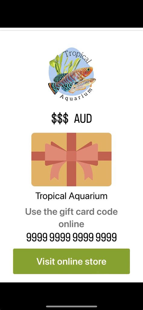 Tropical aquarium gift cards – Tropical Aquarium