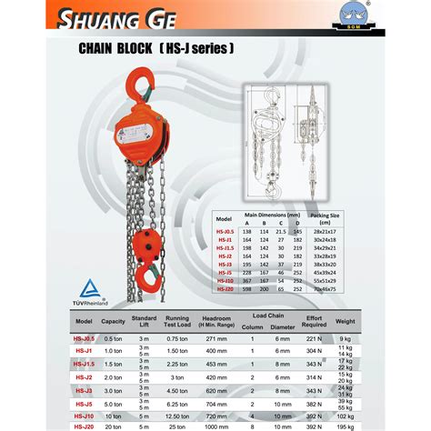 Shuang Ge Hsj X Chain Block Capacity Ton Chain Mm X M