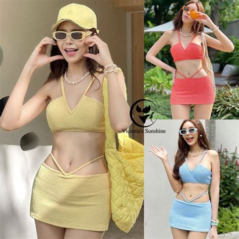 พรอมสง liveชดวายนำ3ชน set bikini ชดไปทะเล ผาวายนำพรเมยม เซกซเปลอยหลง 0280