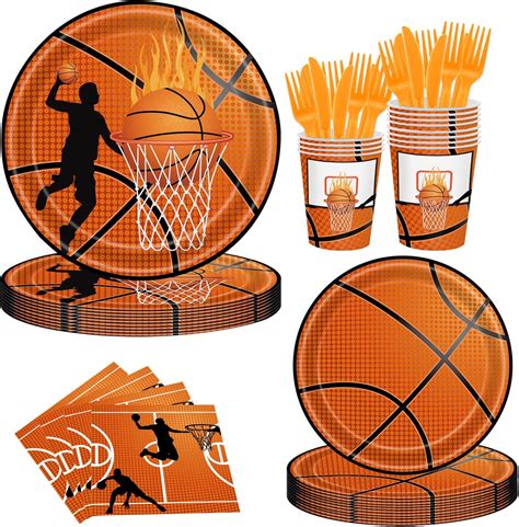 Basketball Party Tableware Set Serve 24 Guests Basketball Birthday Party Supplies