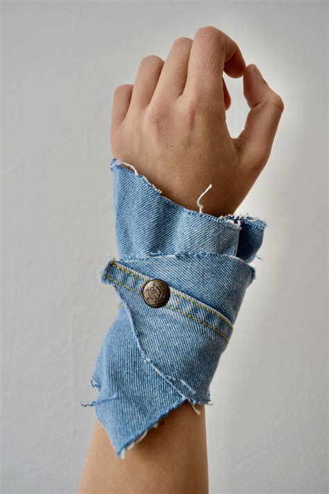 Upcycled Denim Bracelet Urban Hipster Fashion Bohemian Accessories