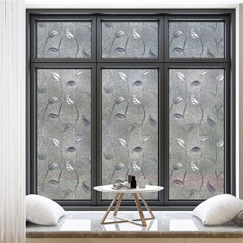 Window Privacy Film,Decorative Window Film,Non-Adhesive Frosted Glass ...