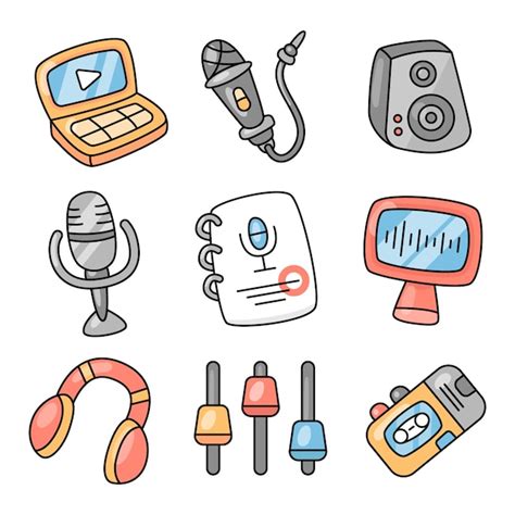 Premium Vector Hand Drawn Podcast Element Set