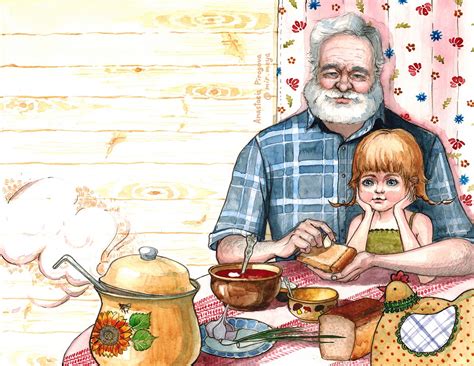 Иллюстрация Дедушка с внучкой в стиле люди | Illustrators.ru
