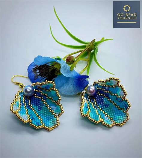 Beadwork Seashell Earrings Tutorial Pattern In 2024 Earring Patterns