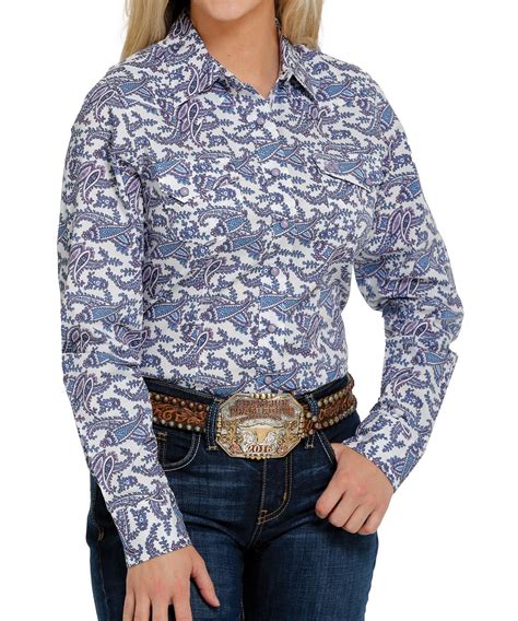 Cinch Womens Paisley Snap Shirt Cowpokes Work And Western