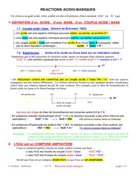 Réactions Acido Basiques