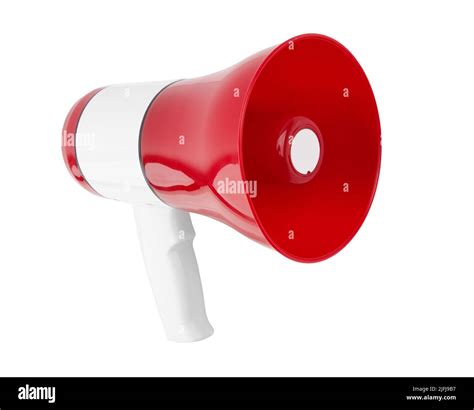 Red Megaphon Isolated On White Background Loudspeaker For