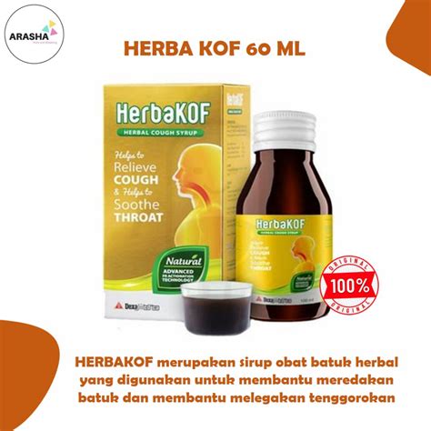 Jual Herba Kof Sirup 60ml Obat Batuk Herbal Melegakan Tenggorokan