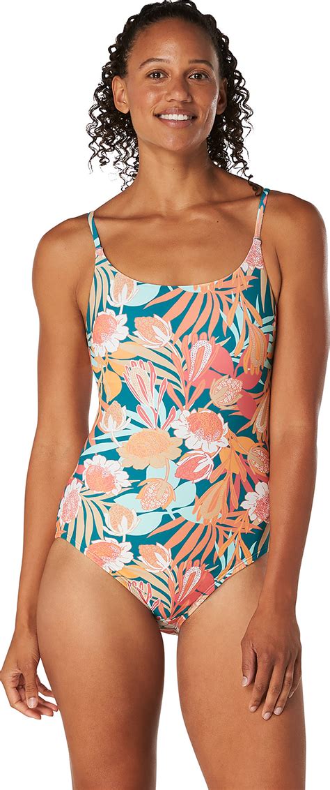 Speedo Printed Double Cross Back One Piece Swimsuit Womens