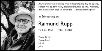 Traueranzeigen Von Raimund Rupp Allg Uer Zeitung