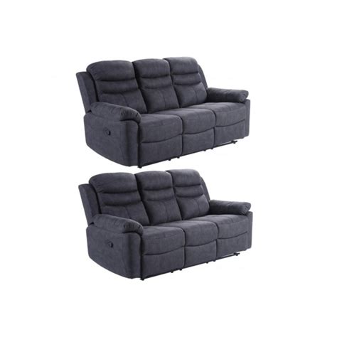 Emila Grey Fabric Recliner 3+3 Seater Sofa Set – Shabby Chic Lane