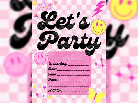 Lets Party Birthday Invitation Etsy