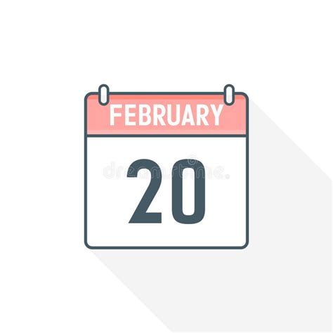 20th February Calendar Icon. February 20 Calendar Date Month Icon ...