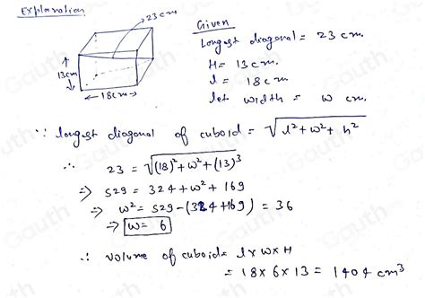 Solved Calculate The Volume Of The Cuboid Shown Below Give Your