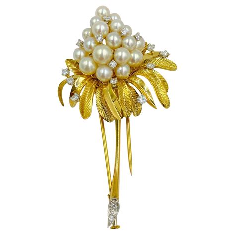 TIFFANY And CO Yellow Pearl Diamond Gold And Platinum Fireworks Brooch