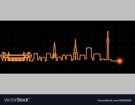 Dortmund light streak skyline profile Royalty Free Vector