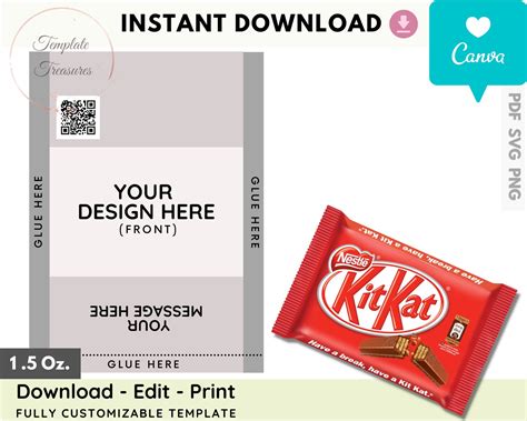 Kit Kat Candy Wrapper Template Kit Kat Wrapper Template Chip Etsy