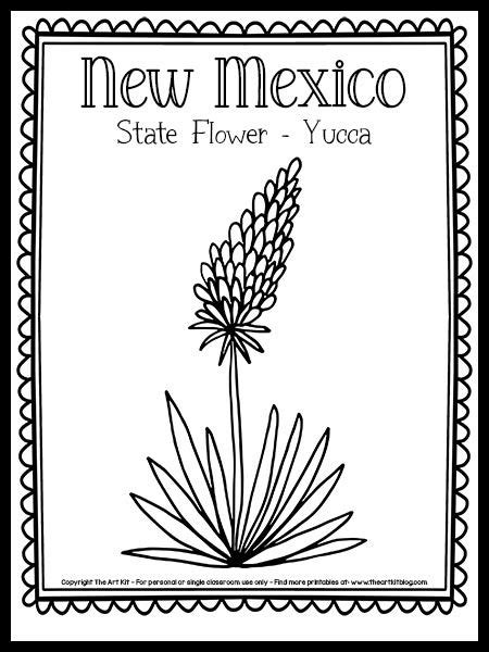 The New Mexico State Flower Yoca Coloring Page Is Shown In Black And