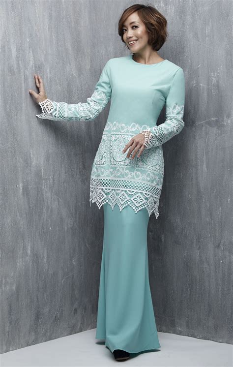 Emel X Serena C Lyrata Modern Baju Kurung With Lace Green This Modern Baju Kurung Is A