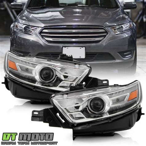 For 2013 2019 Ford Taurus Halogen W Gray Trim Projector Headlights