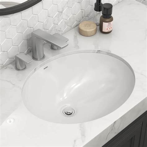 Ruvati 17 X 14 Inch Undermount Bathroom Vanity Sink White Oval