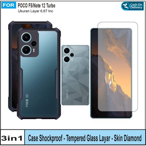 Jual Paket 3in1 Hard Case Poco F5 5G Casing Cover Shockproof Free