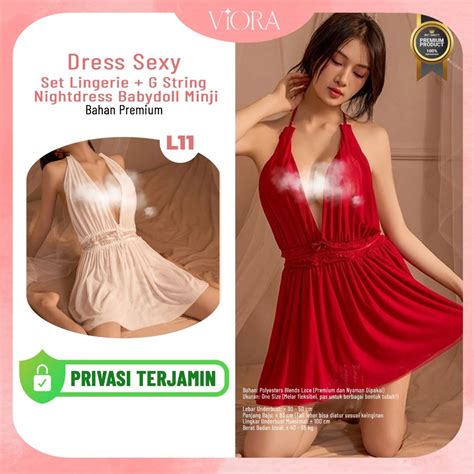 Jual VIORA Dress Sexy Set Lingerie G String Seksi Model Sweet