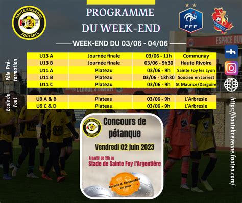 Actualité Programme du week end du 04 et 05 février club Football