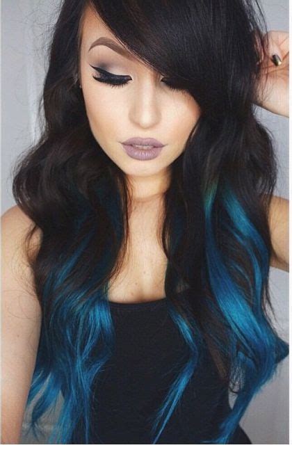 Blue Tips Blue Ombre Hair Brunette Hair Color Bright Hair Colors Hot