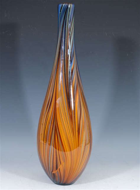 Mid Century Murano Art Glass Striped Vase At 1stdibs Murano Striped Glass Vase Mid Century