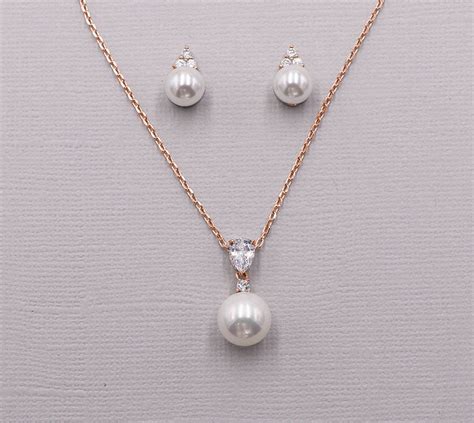 Bridal Jewelry Set Pearl Gold Wedding Jewelry Set Bridesmaid Etsyde