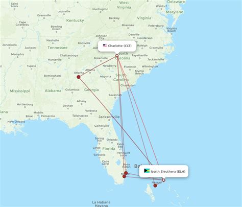 All Flight Routes From North Eleuthera To Charlotte Elh To Clt