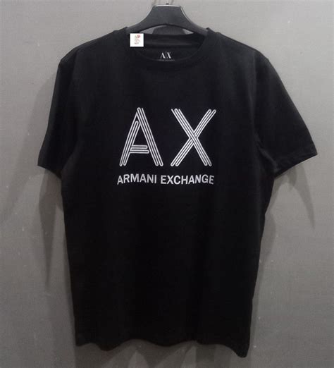 Armani Exchange Logo Black T Shirt Fesyen Pria Pakaian Atasan Di