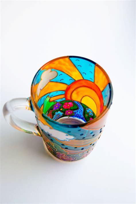 Coffee Mug Gift Morning Mug Sunrise Sun Art Hand by Vitraaze