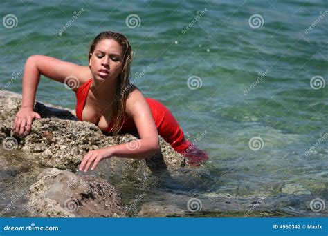 Blonde Girl With Wet Dress Stock Photo Image Of Gorgeous