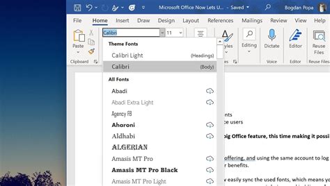 Microsoft Office Now Lets Users Sync Their Fonts