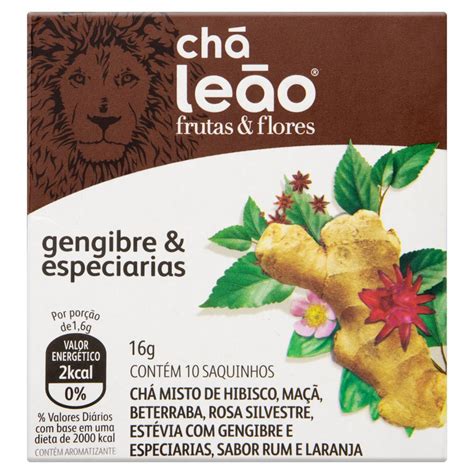 Chá Gengibre Especiarias Chá Leão Caixa 16g 10 Unidades Tateno