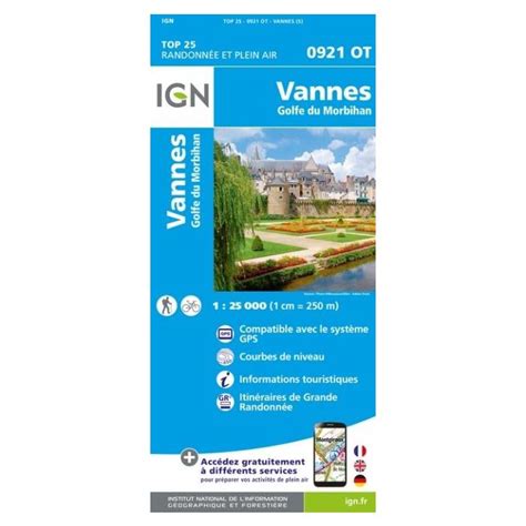 Vannes Golfe Du Morbihan IGN 0921OT Stanfords