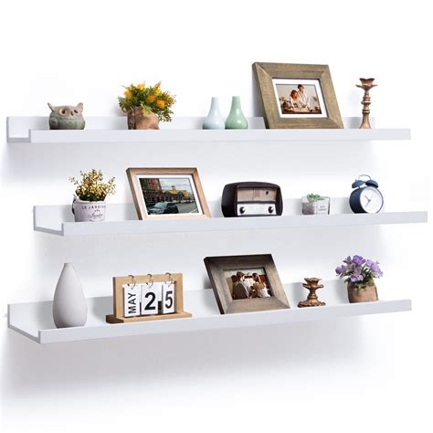 Axeman Floating Shelves White 48 Inch Wall Mounted Shelves Set Of 3