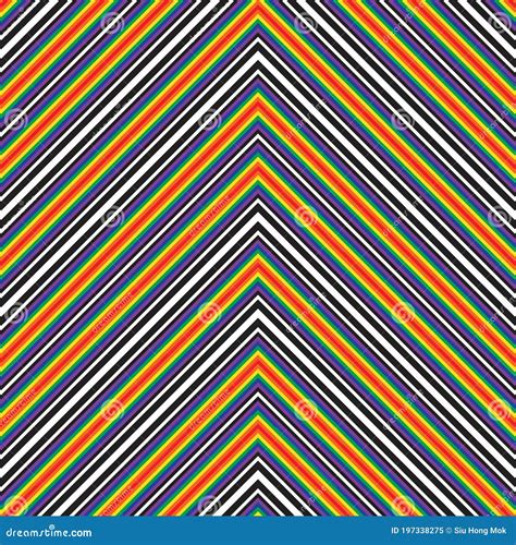 Rainbow Chevron Diagonal Stripes Seamless Pattern Background Stock