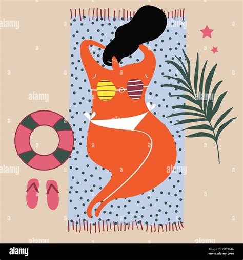 Woman Tanning At The Beach Vector Stock Vector Image And Art Alamy