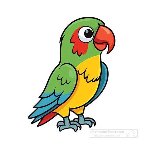 Parrot Clipart-colorful parrot with green yellow and red feathers