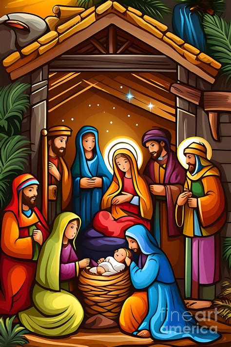 Nativity Scene in Colors I Digital Art by Munir Alawi - Fine Art America