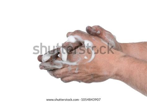 Man Washing Dirty Greasy Hands Soap Stock Photo Edit Now 1054843907