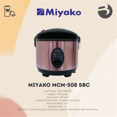 Jual Rice Cooker L Miyako Mcm Sbc Penanak Nasi Miyako Sbc