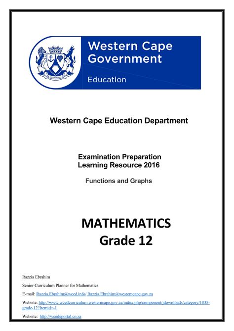 Mathematics Grade 12 Functions And Graphs Wced Eportal Hot Sex Picture