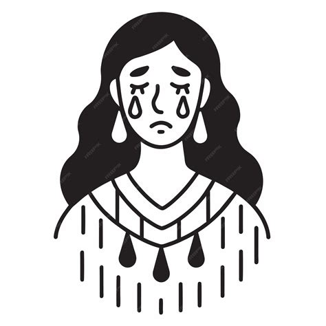 Premium Vector Sad Woman In A Flowing Dress Shedding Tears