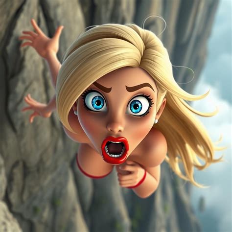 Fearless Fall 3D Cartoon Blonde In Action
